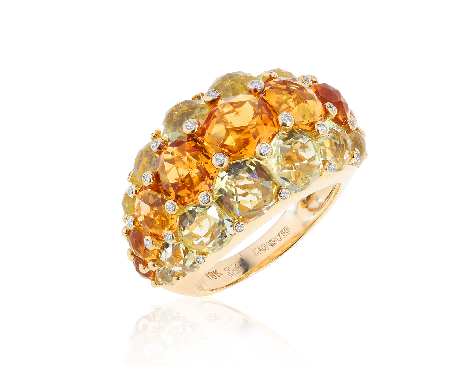 Великолепное золотое кольцо с цитринами 16.76ct