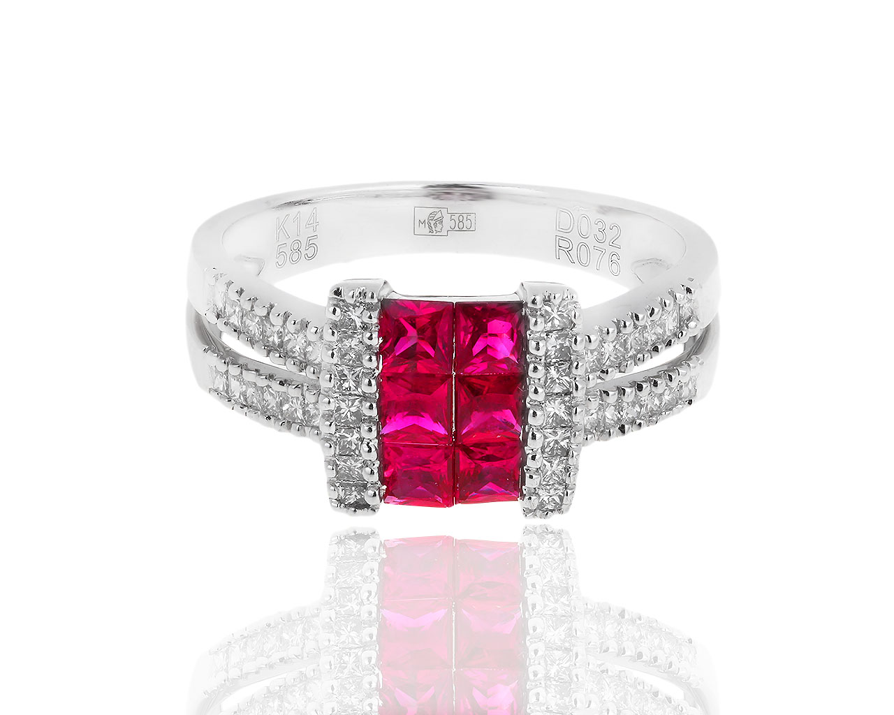 Золотое кольцо с бриллиантами 0.30ct и рубинами 0.65ct 300319/2