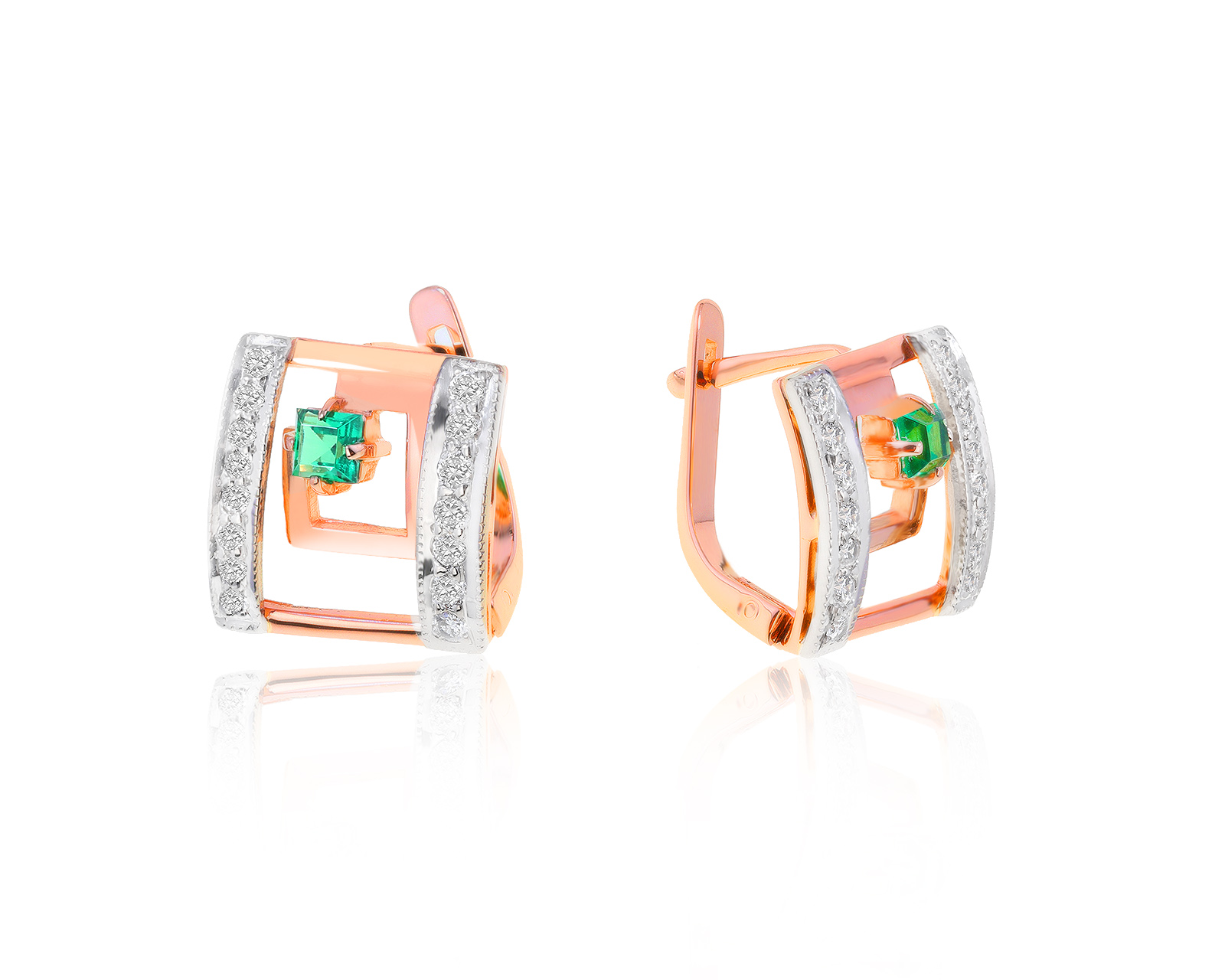 Модные золотые серьги с бриллиантами 0.17ct 040921/18