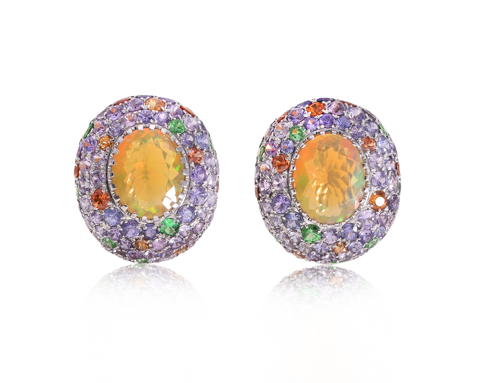 Оригинальные золотые серьги с огненными опалами 2.44ct Mousson 150225/2