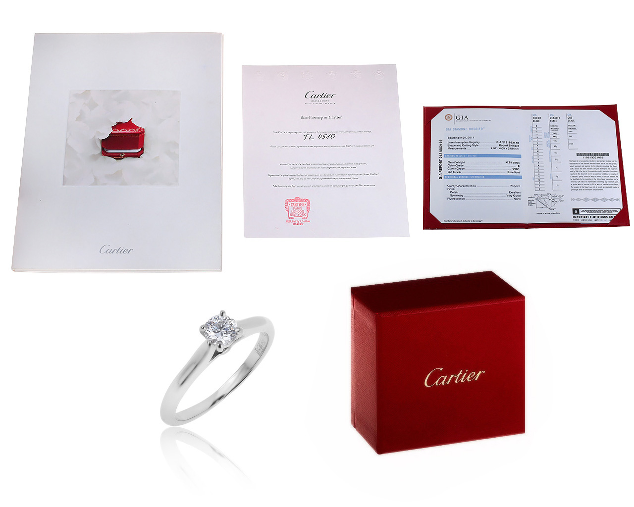 Оригинальное платиновое кольцо с бриллиантом 0.25ct Cartier
