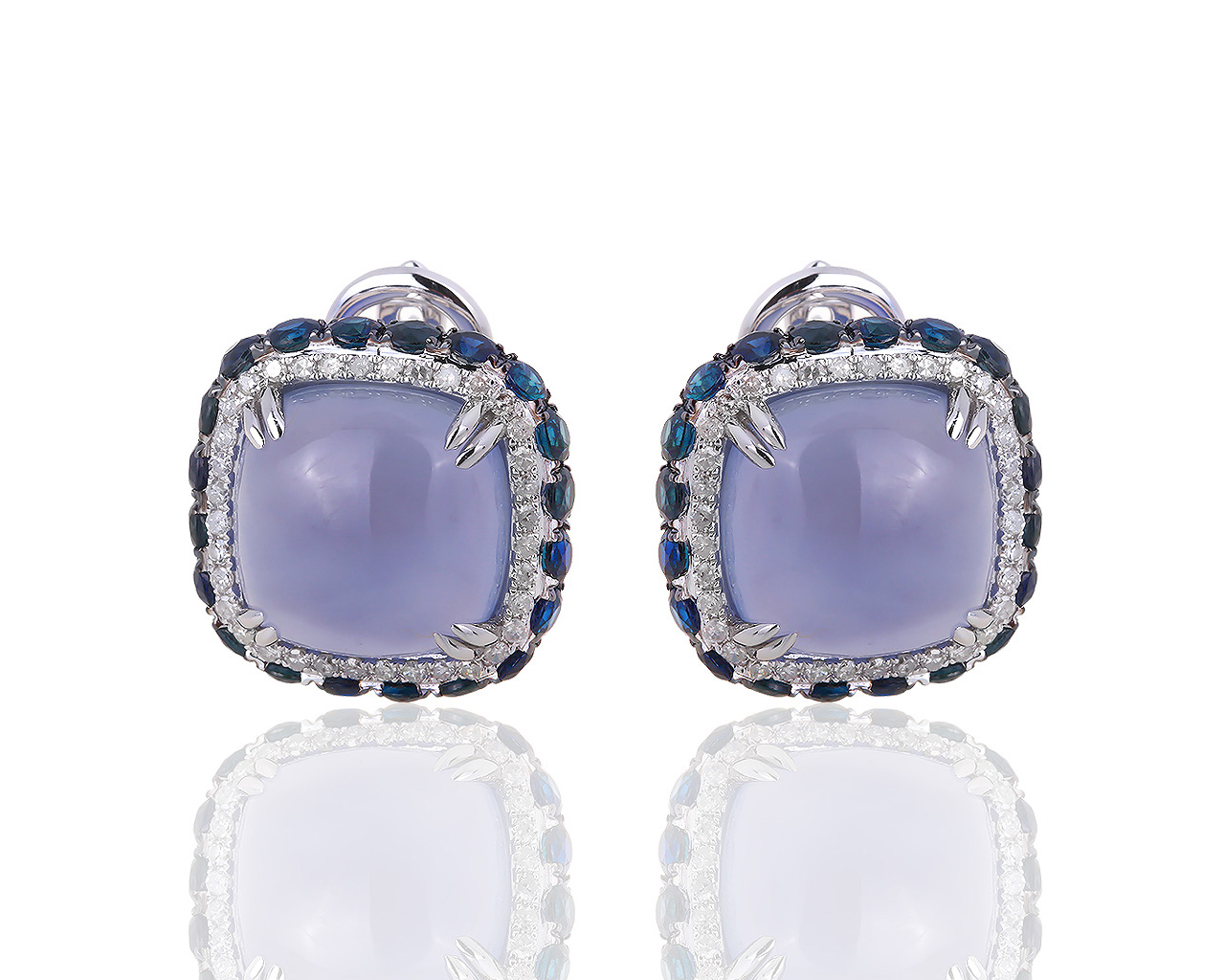 Золотые серьги с бриллиантами 0.58ct и сапфирами 2.04ct 311018/10