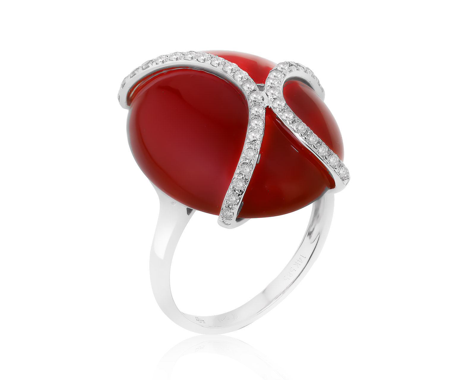 Золотое кольцо с сердоликом 16.60ct и бриллиантами 0.32ct 070524/2