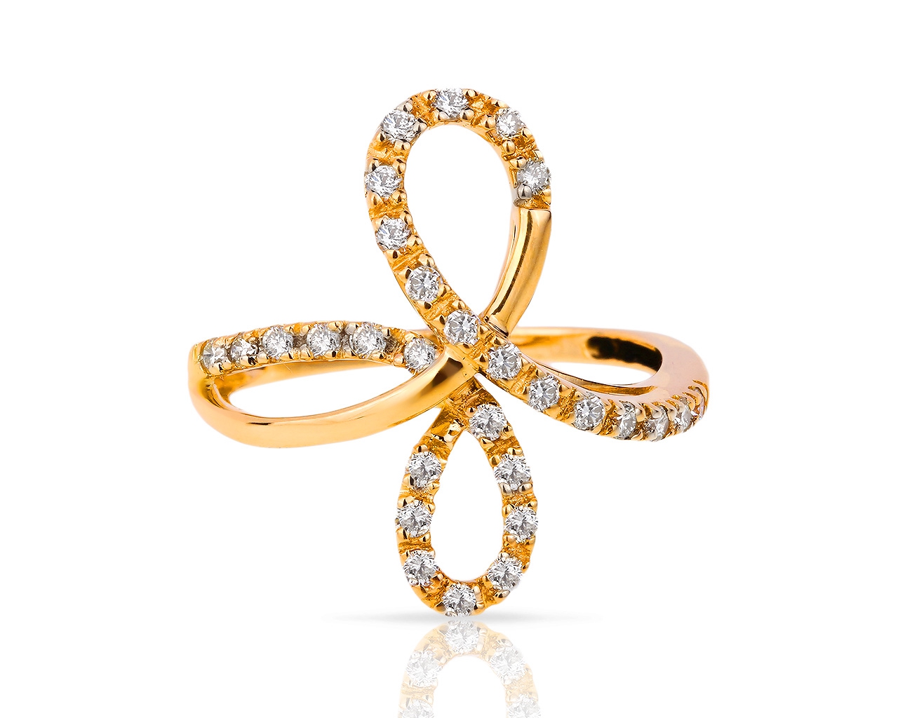 Изящное золотое кольцо с бриллиантами 0.38ct