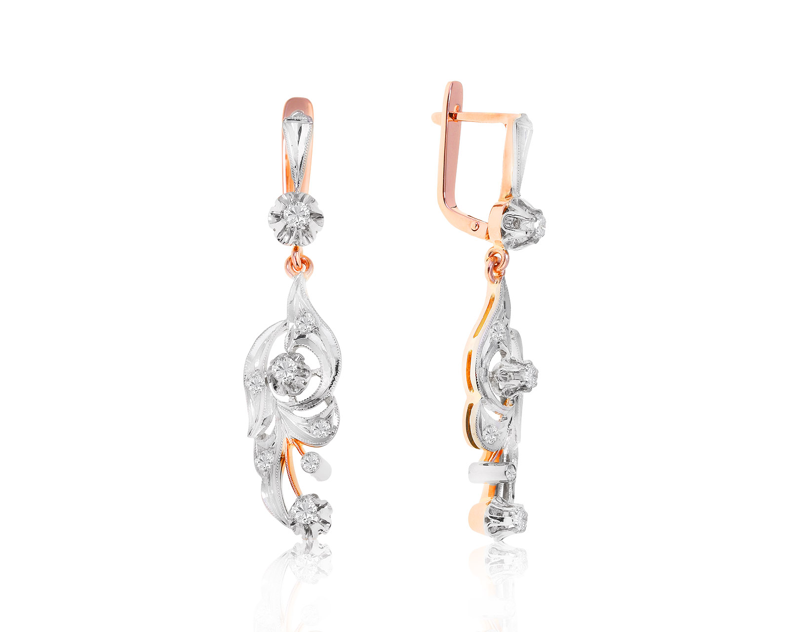 Винтажные золотые серьги с бриллиантами 0.90ct СССР 041121/3