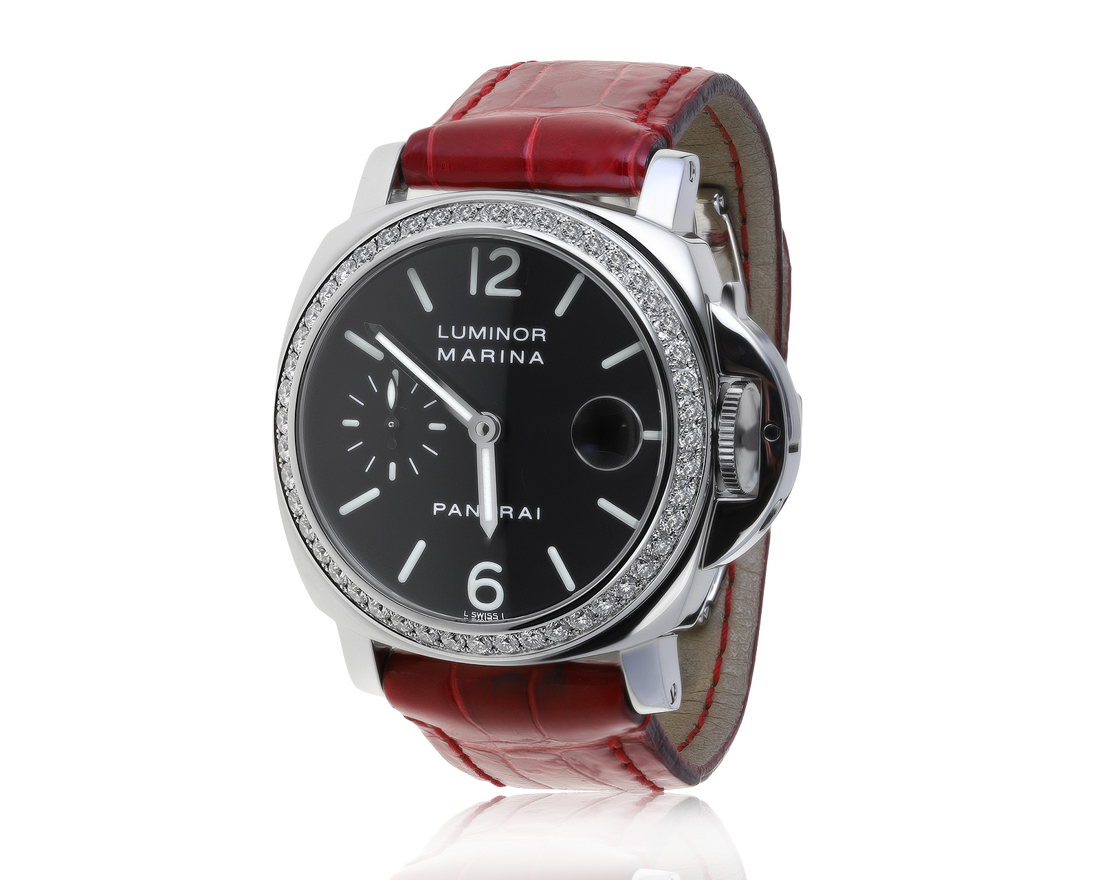 Оригинальные стальные часы с бриллиантами 2.26ct Panerai Luminor Marina 180621/3