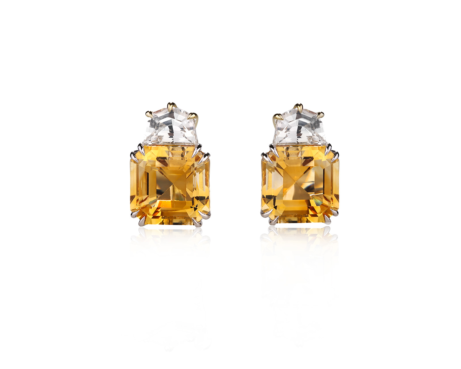 Золотые серьги с цитринами 4.50ct и данбуритами 0.75ct Evgeny Matveev 290626/Б212