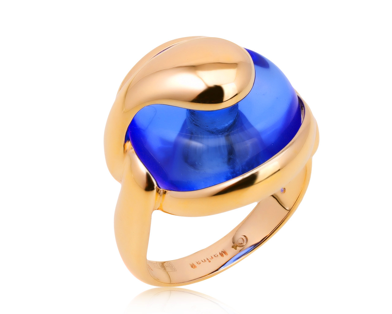 Оригинальное золотое кольцо с муранским стеклом Marina Bulgari