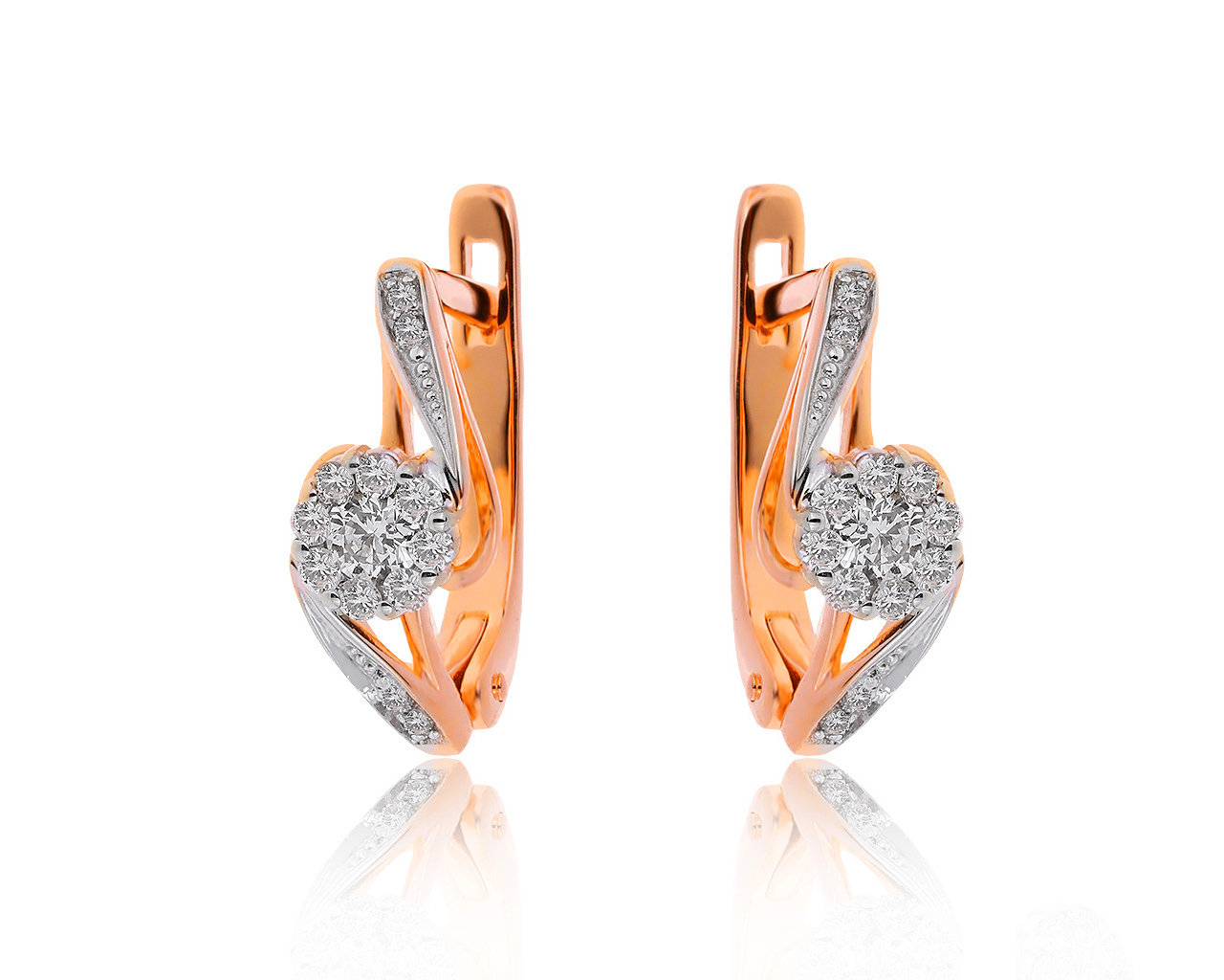 Лаконичные золотые серьги с бриллиантами 0.36ct 270320/1 Лаконичные золотые серьги с бриллиантами 0.36ct 270320/1