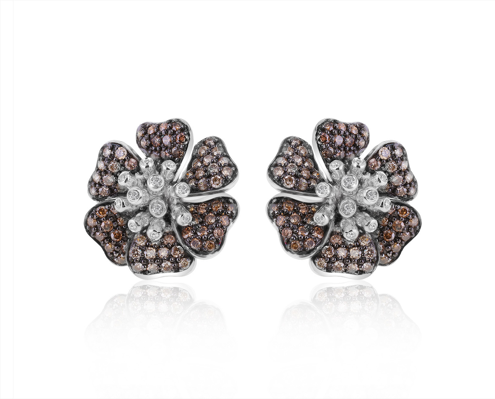 Роскошные золотые серьги с бриллиантами 1.90ct