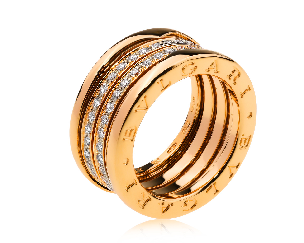 Оригинальное золотое кольцо с бриллиантами 0.92ct Bvlgari B.Zero1