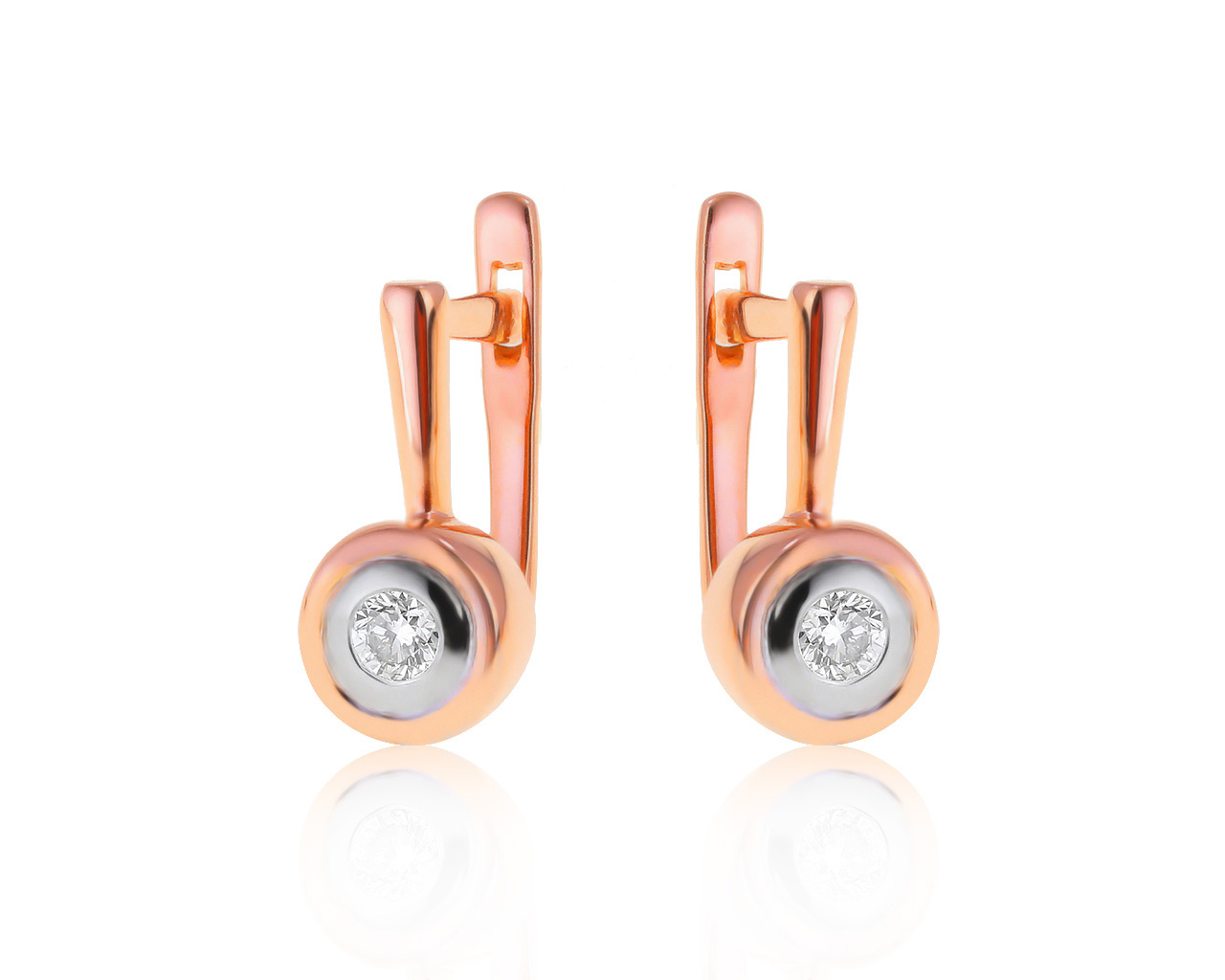 Миниатюрные золотые серьги с бриллиантами 0.22ct