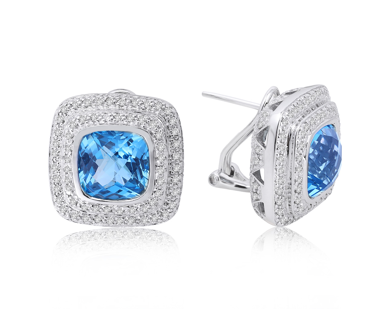 Роскошные золотые серьги с топазами 8.56ct