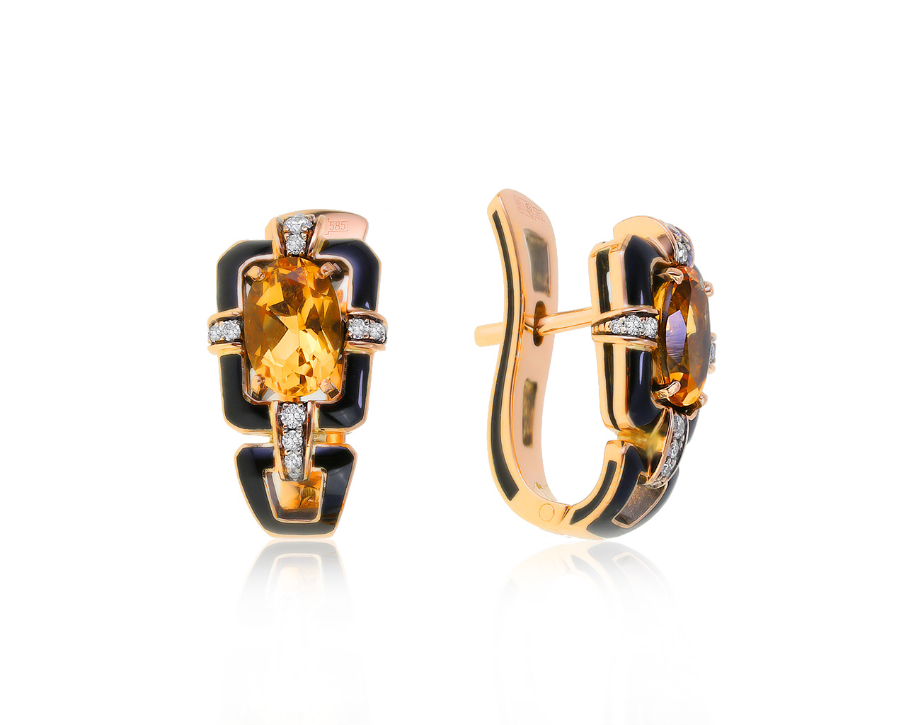 Изысканные золотые серьги с цитринами 1.23ct 250321/2