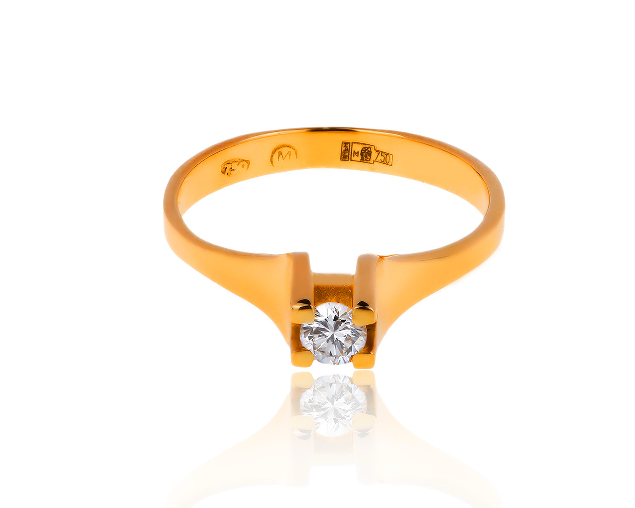 Изящное золотое кольцо с бриллиантом 0.14ct 240218/4