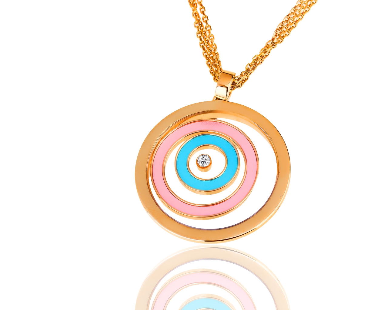 Золотой кулон с эмалями и бриллиантами Chopard Happy Spirit 171118/7