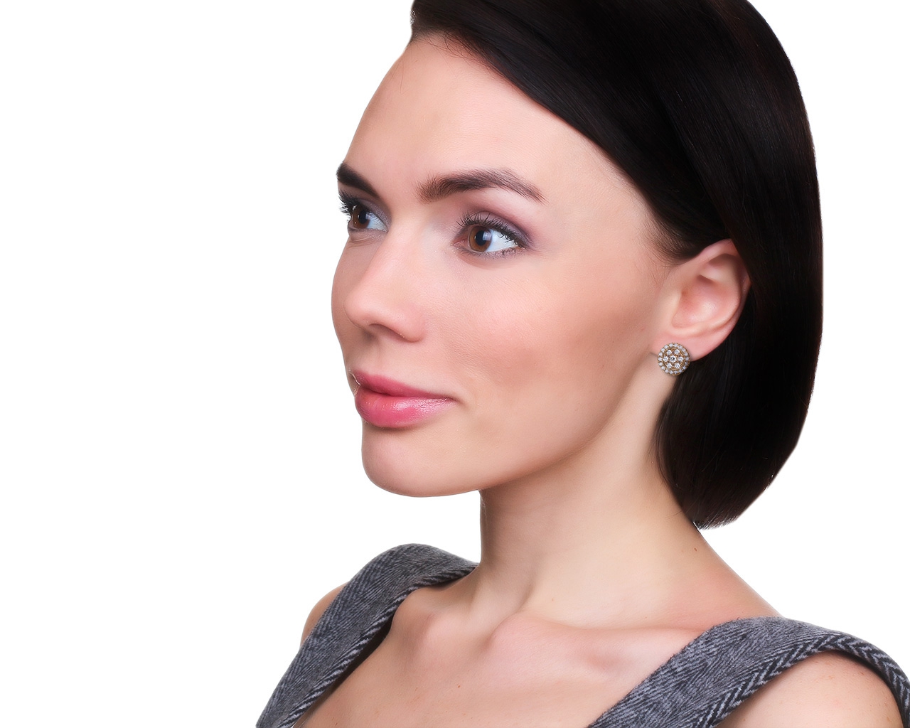 Нарядные золотые серьги с бриллиантами 1.20ct