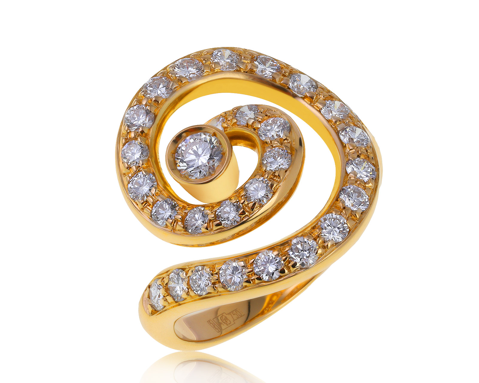 Оригинальное золотое кольцо с бриллиантами 1.33ct Asprey London