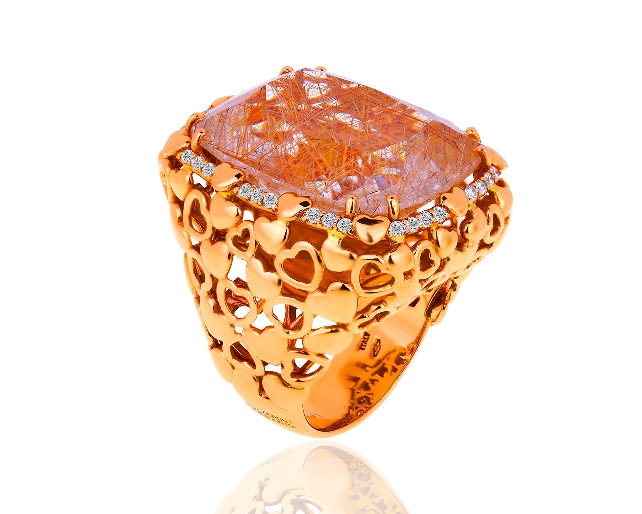 Оригинальное золотое кольцо с кварцем 35,8ct и бриллиантами 0,43ct Giovanni Ferraris 250419/9