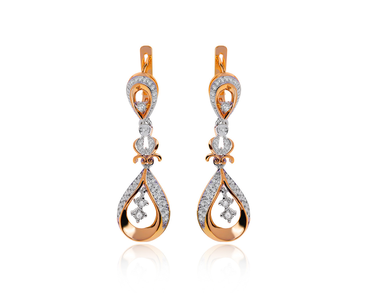 Шикарные золотые серьги с бриллиантами 0.64ct 100320/18