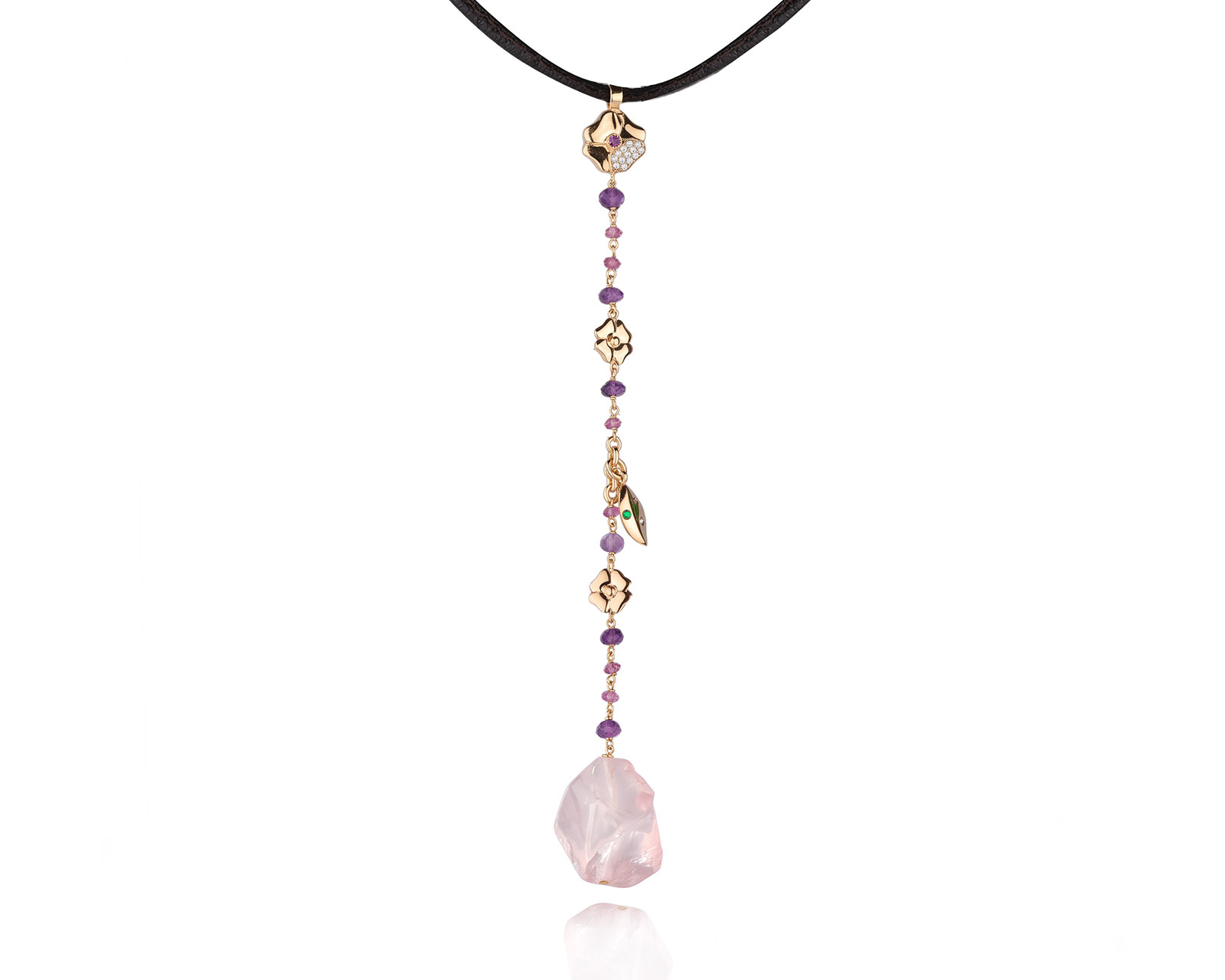 Оригинальное золотое колье с цветными камнями 40.59ct Valente