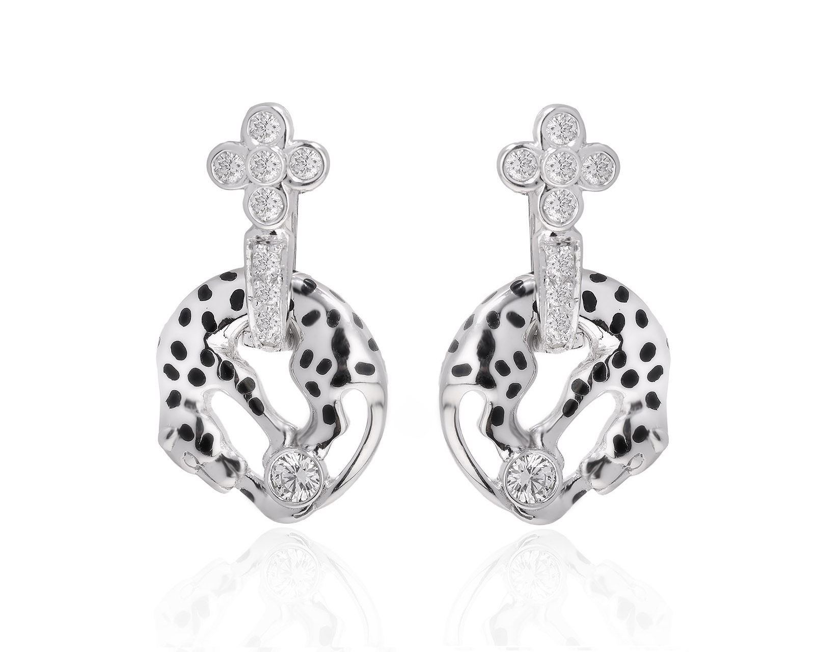 Золотые серьги с эмалью и бриллиантами 0.93ct 130825/15