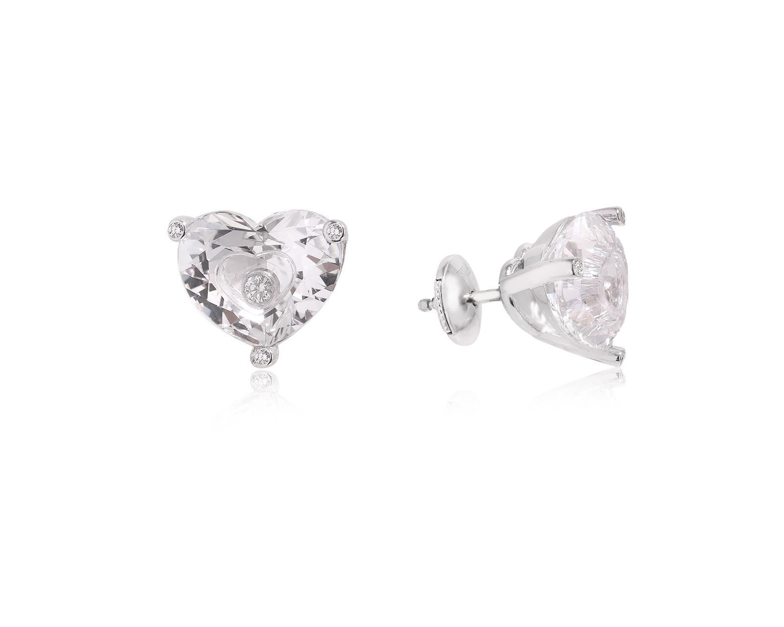 Оригинальные золотые серьги Chopard So Happy Rock Crystal Heart 271124/2 Оригинальные золотые серьги Chopard So Happy Rock Crystal Heart 271124/2