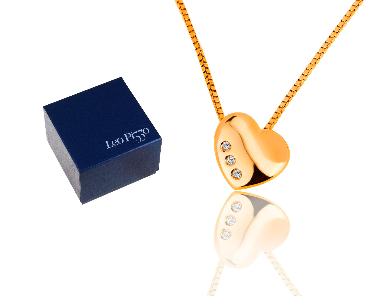 Праздничный золотой кулон с бриллиантами 0.02ct Leo Pizzo Heart