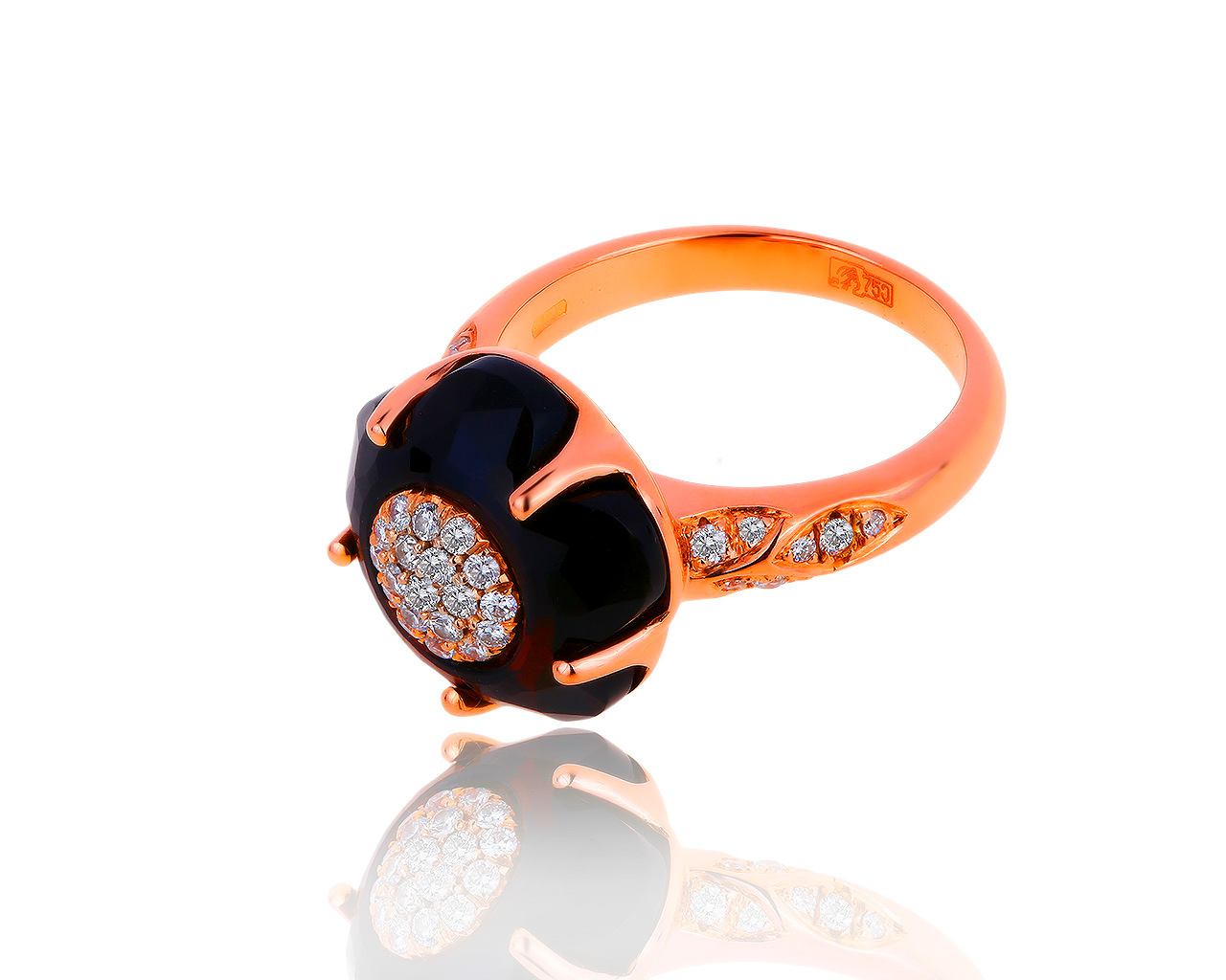 Оригинальное золотое кольцо с дымчатым кварцем Pasquale Bruni 150919/1
