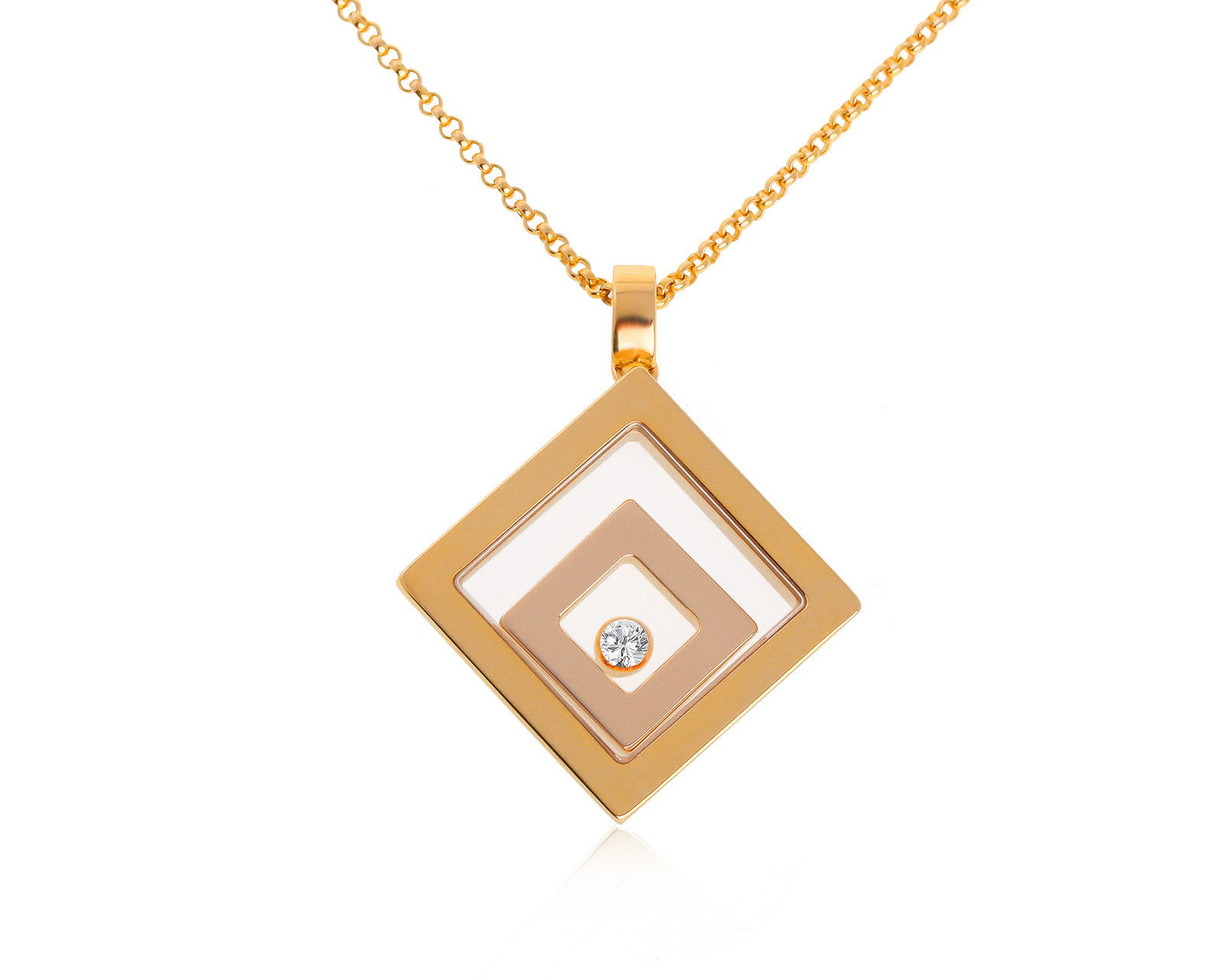 Оригинальный золотой кулон с бриллиантом 0.10ct Chopard Happy Diamond 140421/4
