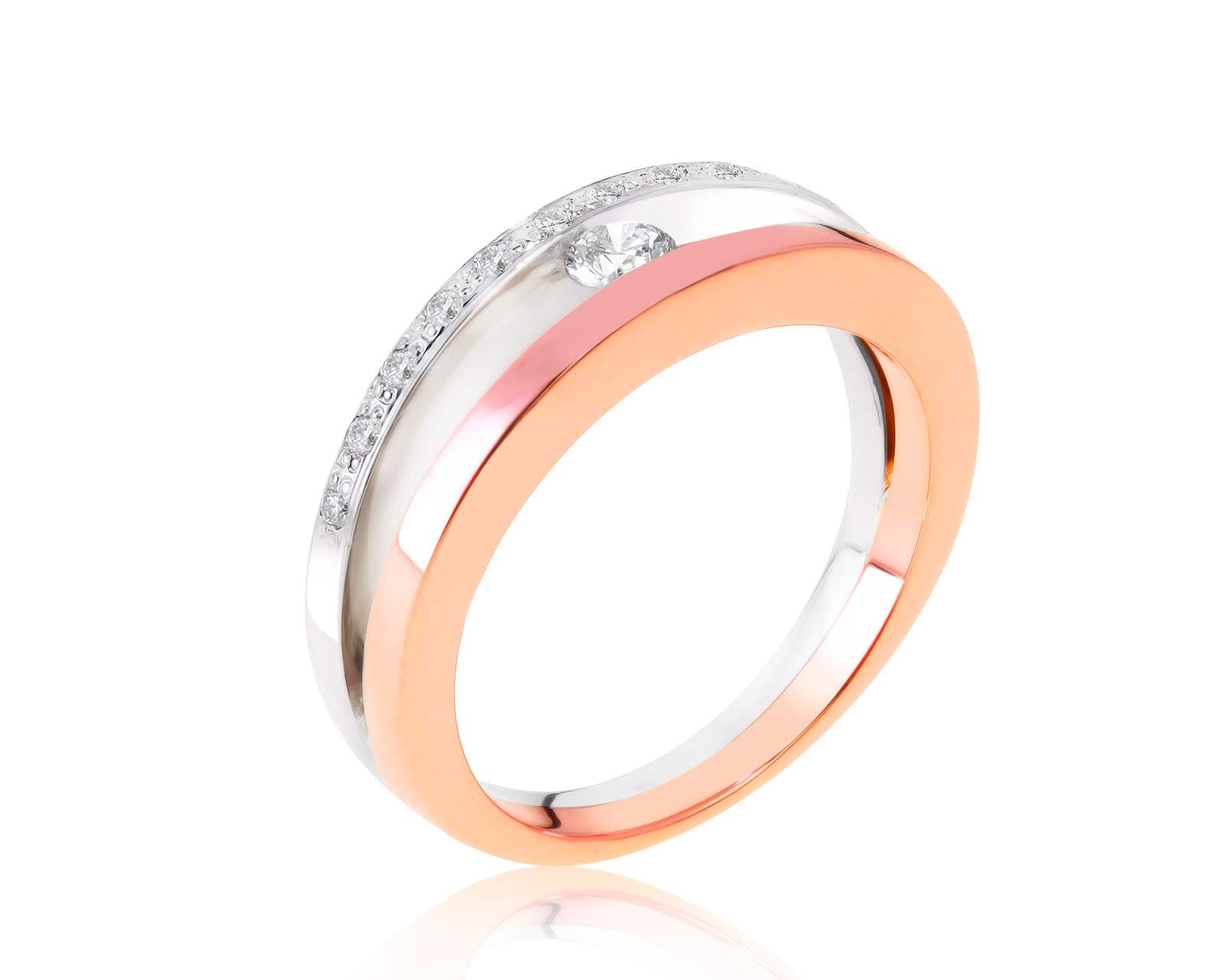 Красивое золотое кольцо с бриллиантами 0.18ct 071021/1