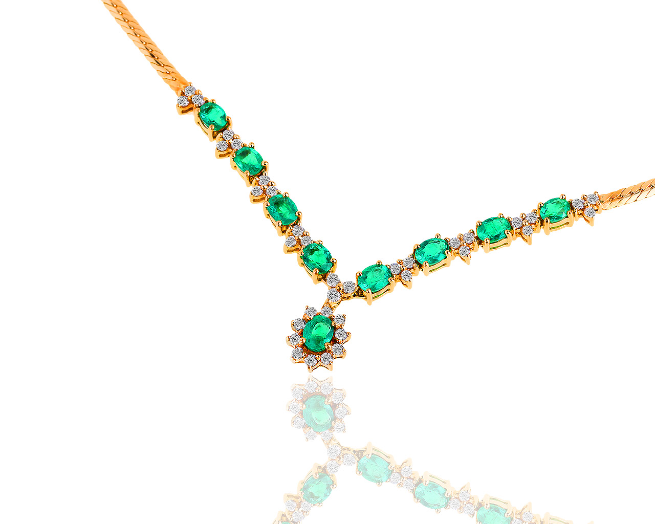 Золотое колье с бриллиантами 0.66ct и изумрудами 2.22ct 200918/2