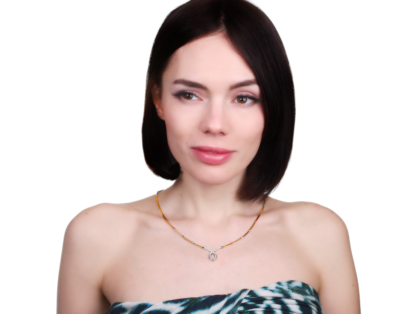 Притягательное золотое колье с бриллиантами 0.20ct