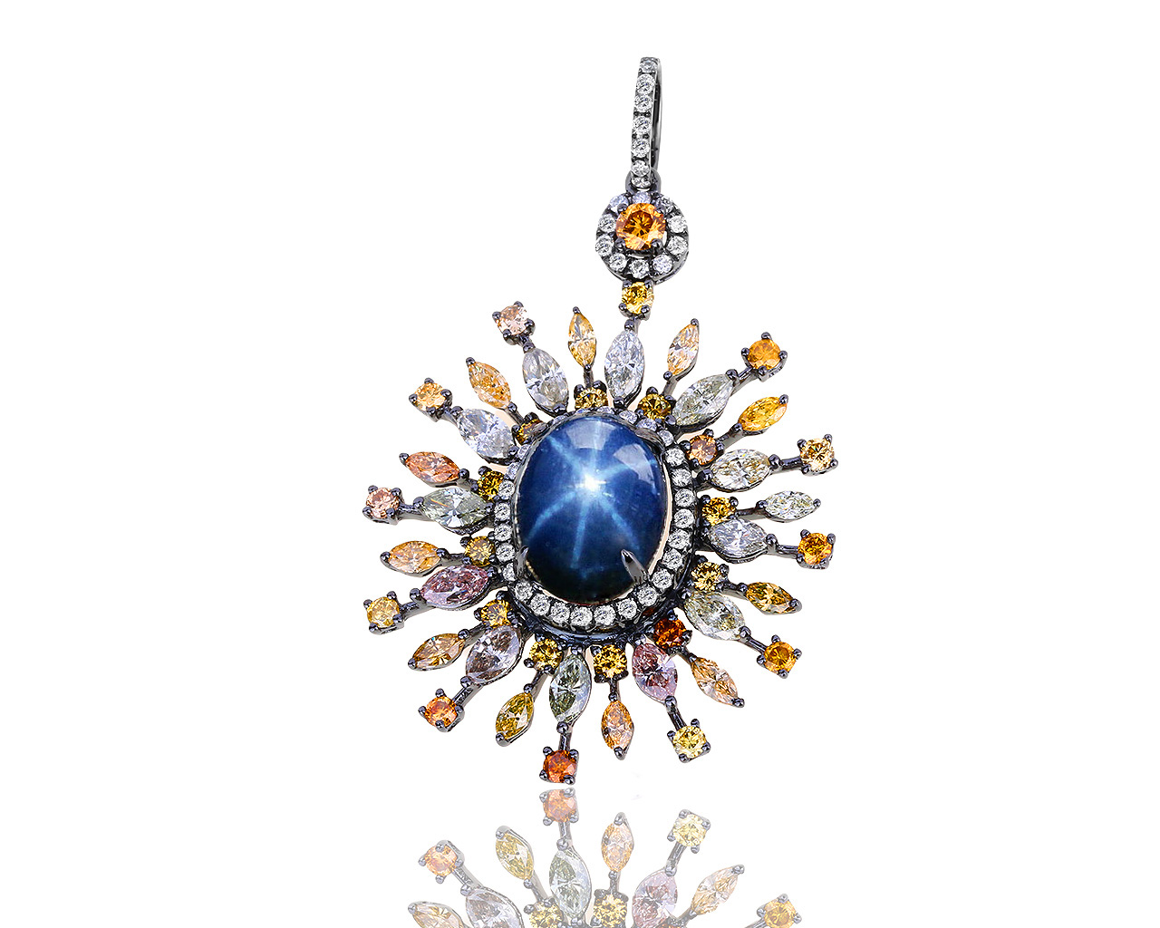 Золотой кулон с бриллиантами 3.78ct и сапфиром 7.85ct 050818/20