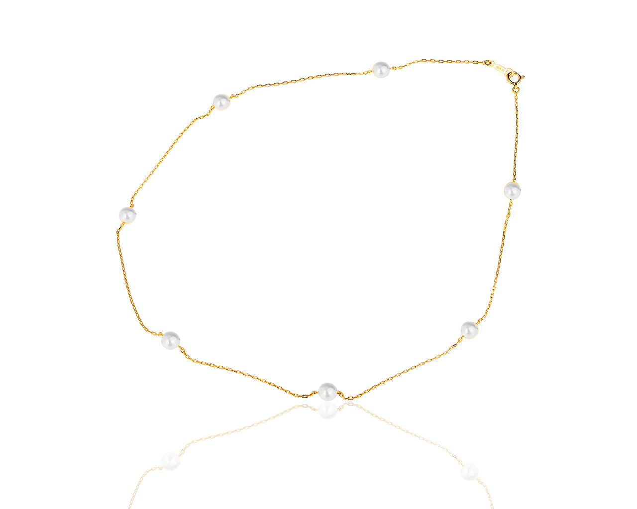 Нежное золотое колье с жемчугом Mikimoto