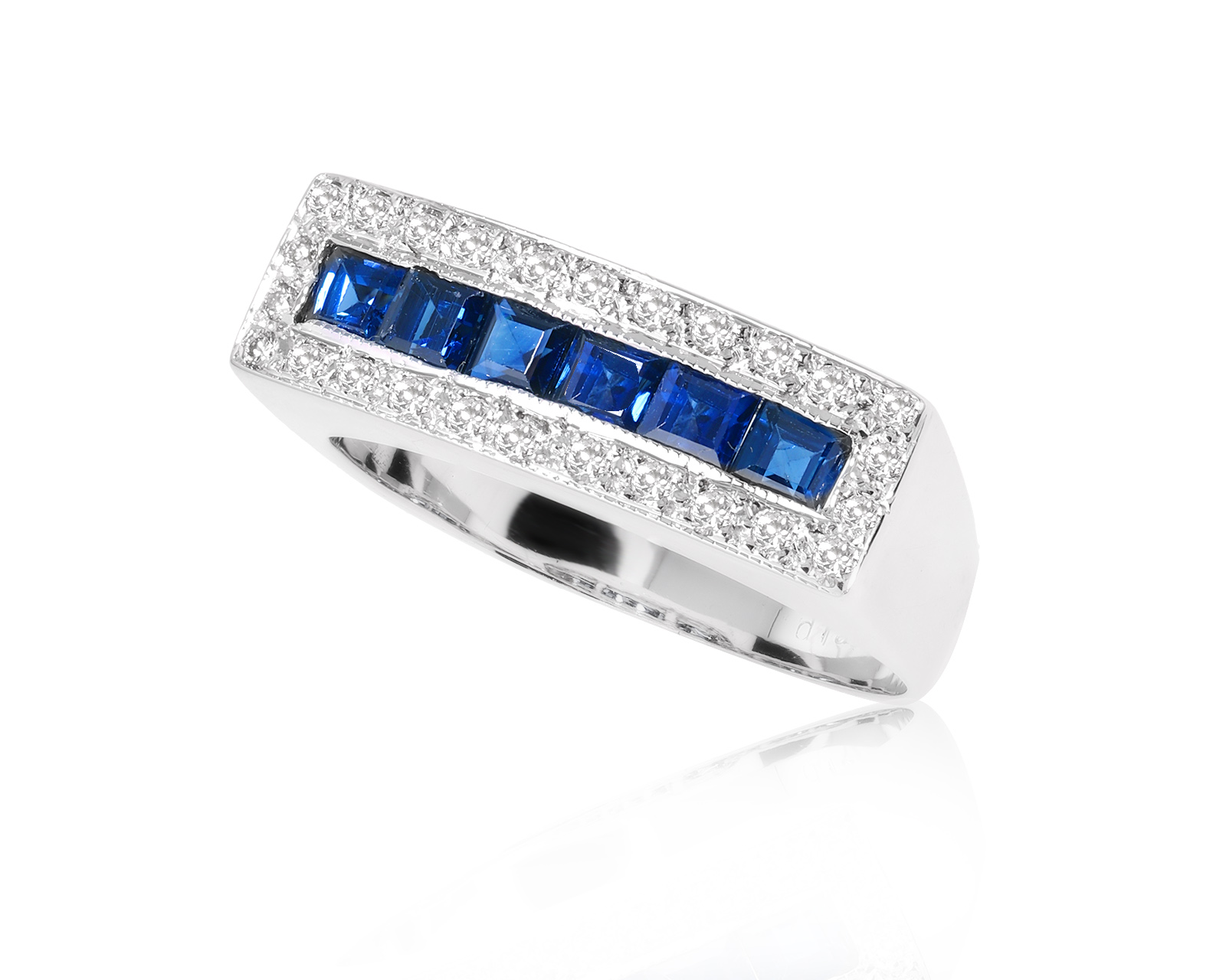 Золотое кольцо с сапфирами 0.60ct и бриллиантами 0.15ct 101224/16