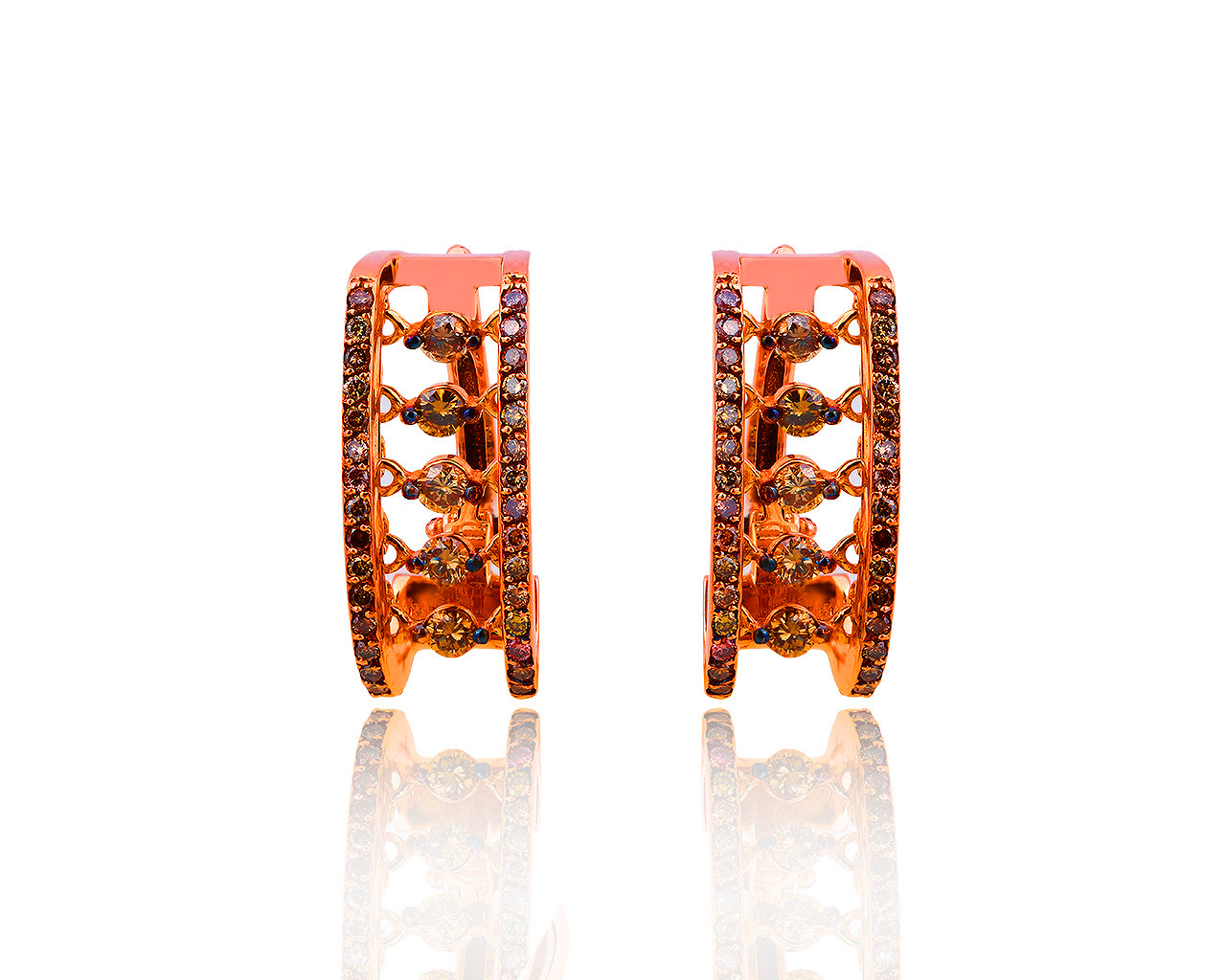 Золотые серьги с танцующими бриллиантами 1.43ct Roberto Bravo 160519/18