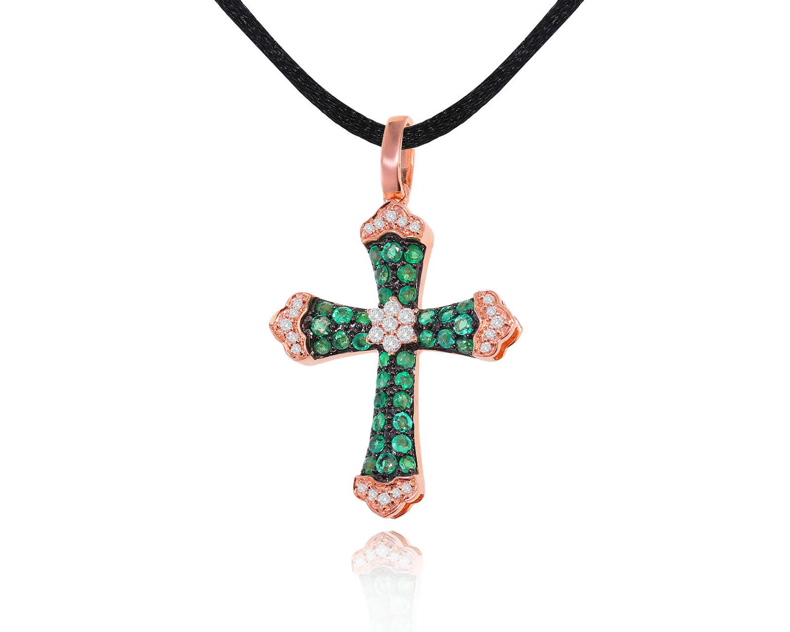 Золотой кулон с изумрудами 0.68ct