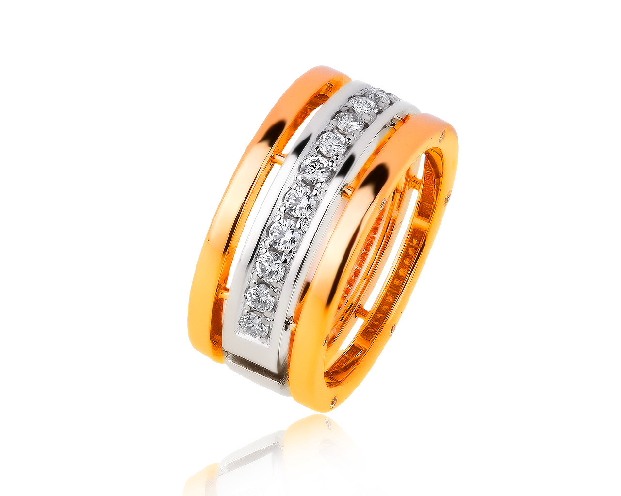 Интересное золотое кольцо с бриллиантами 0.41ct