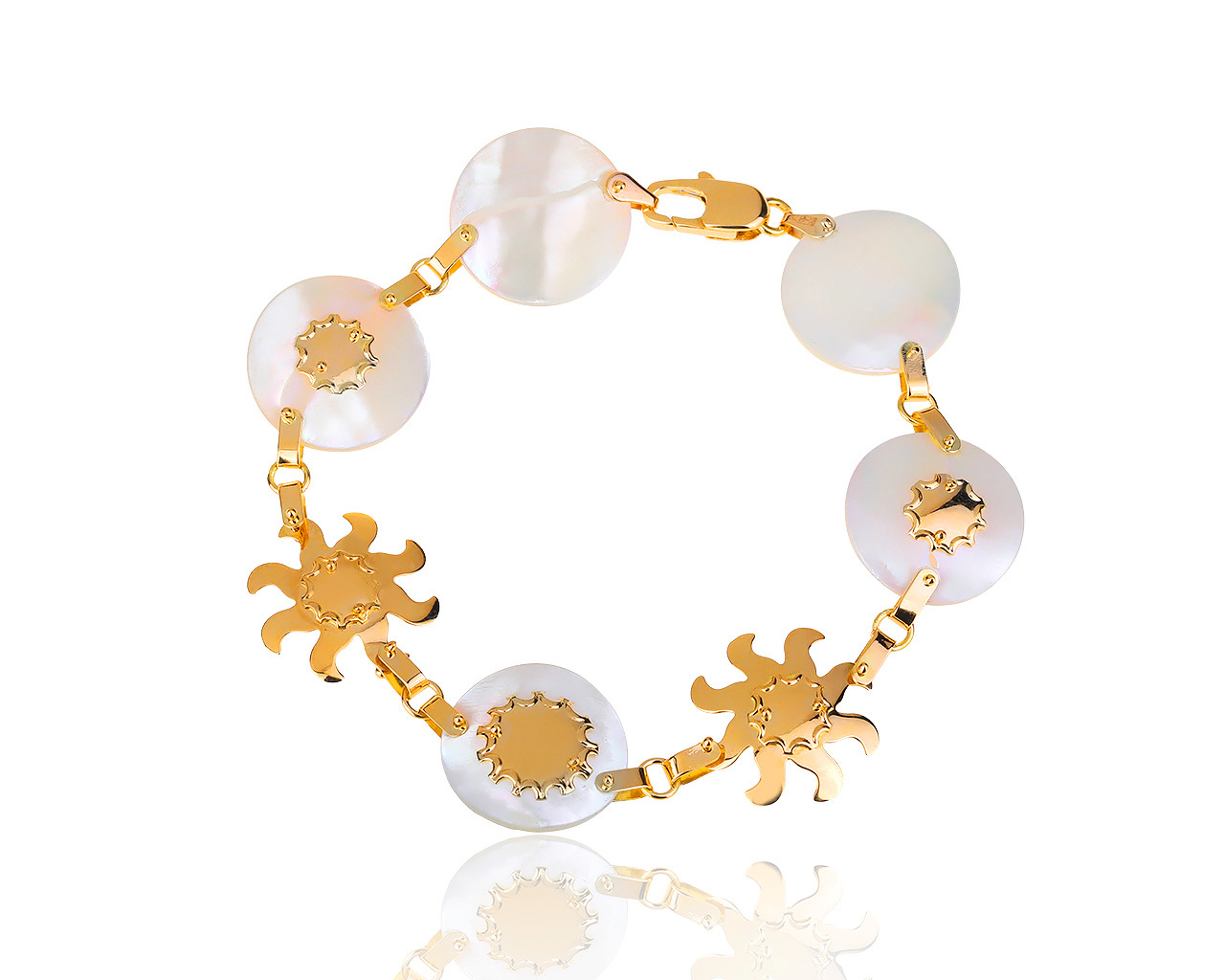 Итальянский золотой браслет с перламутром 130320/7