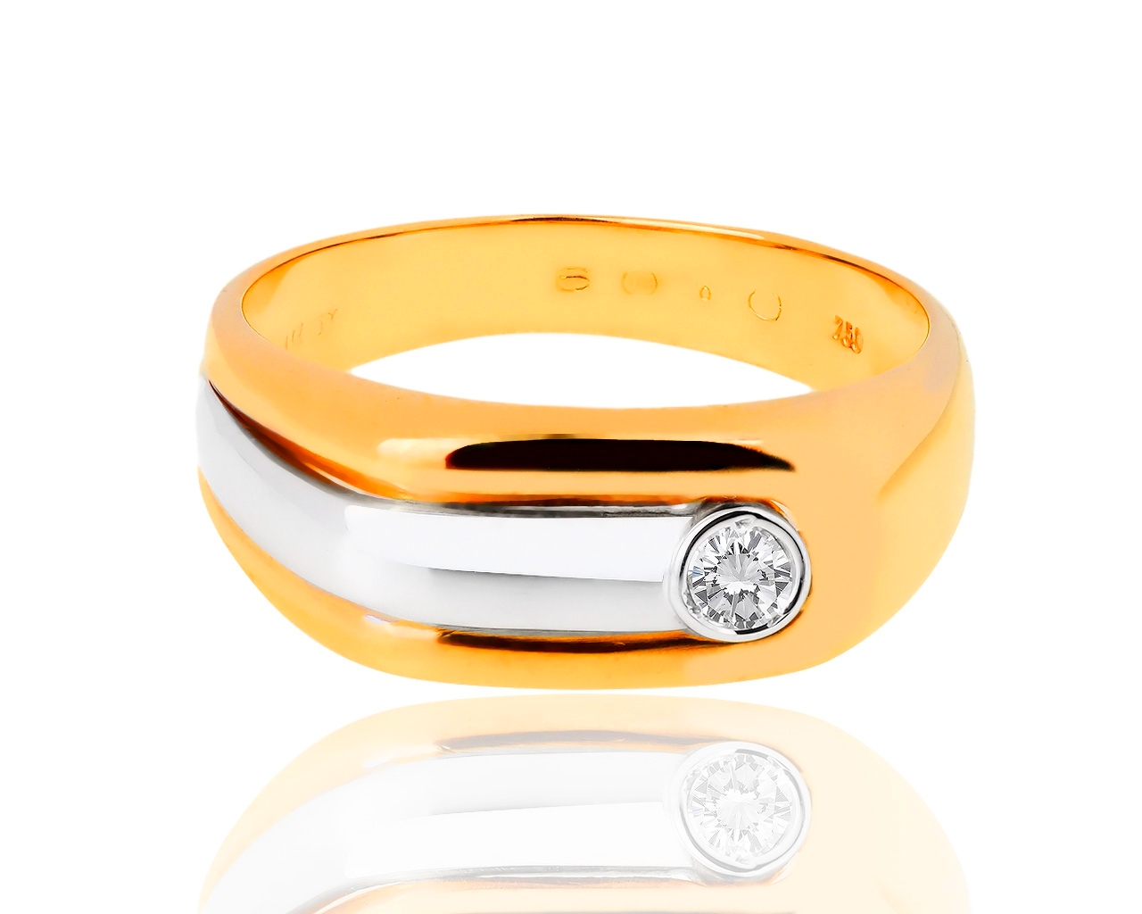 Интересное золотое кольцо с бриллиантами 0.11ct 170119/11