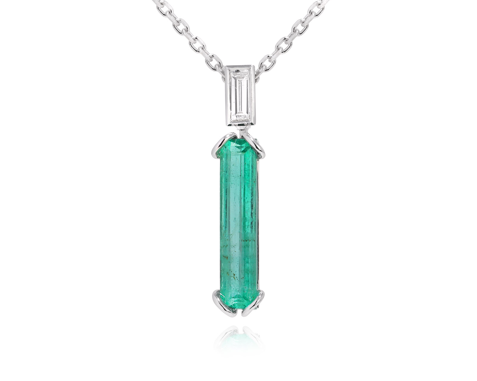 Золотое колье с изумрудом Замбия 1.74ct Evgeny Matveev 130225/Б25