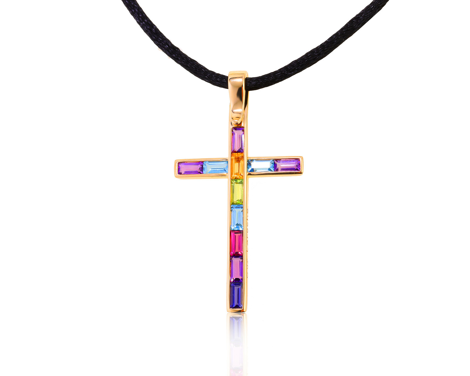 Оригинальный золотой кулон с цветными камнями 2.04ct Guy Laroche 200921/2