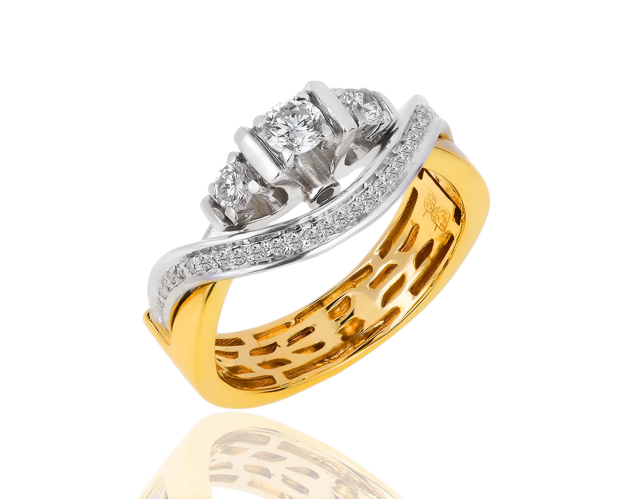 Изящное золотое кольцо с бриллиантами 0.56ct