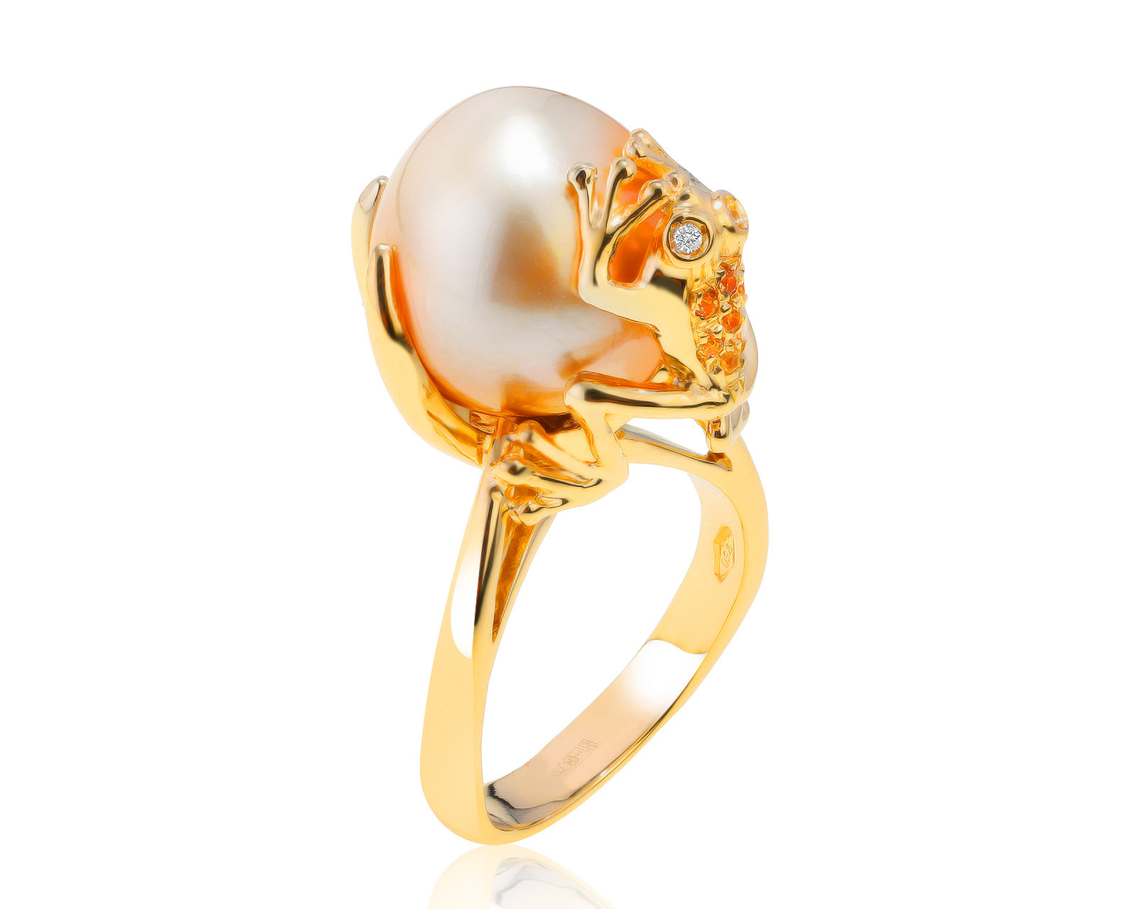 Оригинальное золотое кольцо с жемчужиной Giampiero Fiorini 071021/3