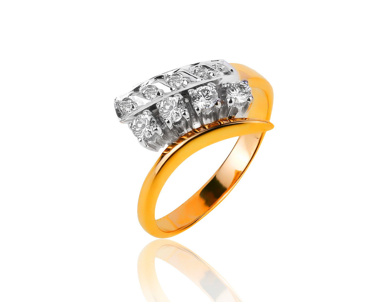 Красивое золотое кольцо с бриллиантами 0.33ct