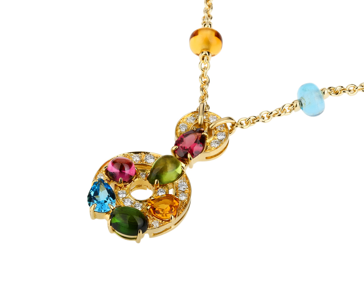 Яркое золотое колье с бриллиантами Bvlgari Astrale 130218/9