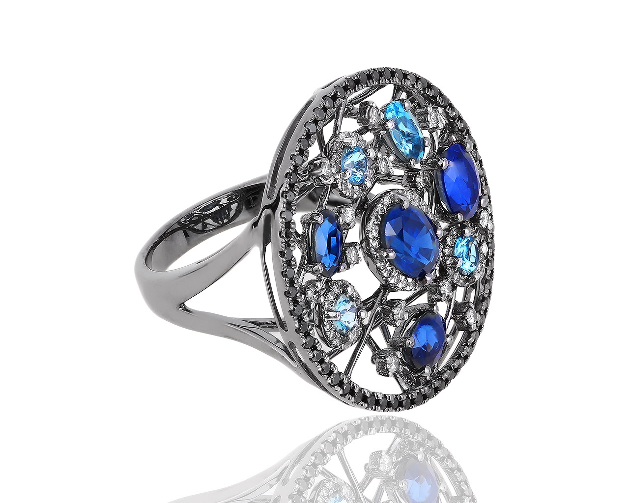 Золотое кольцо с бриллиантами 0.50ct и сапфирами 2.65ct 310818/6