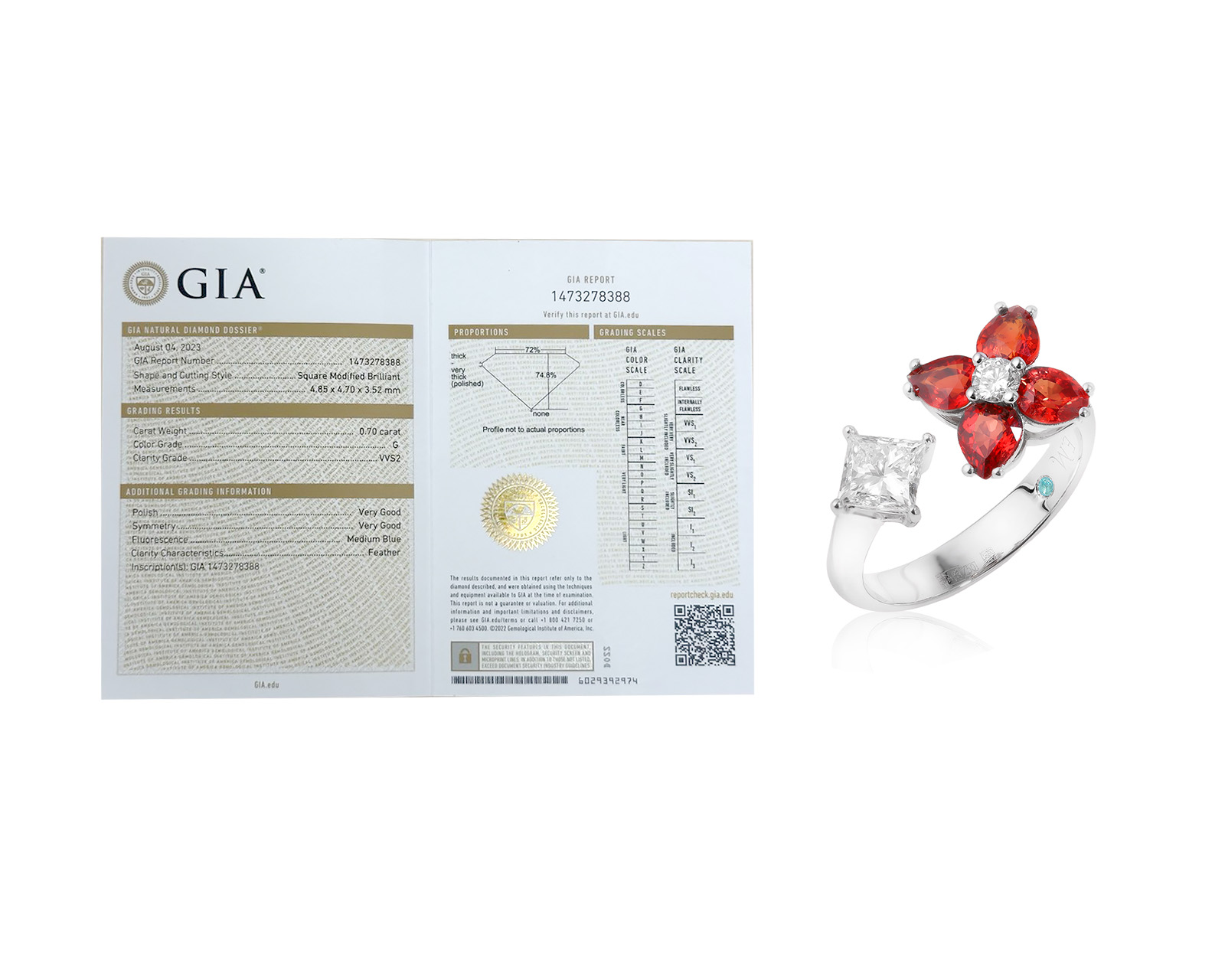 Золотое кольцо с бриллиантами 0.81ct и сапфирами 1.74ct Evgeny Matveev