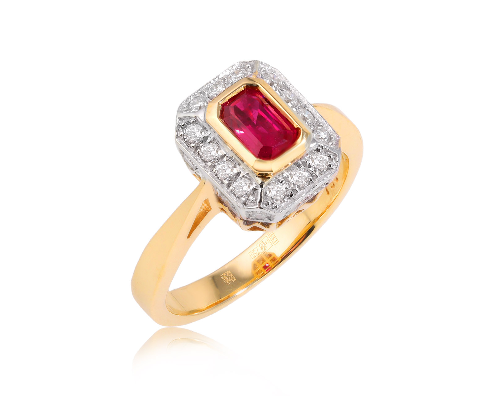 Золотое кольцо с рубином 0.50ct и бриллиантами 0.45ct 021225/2